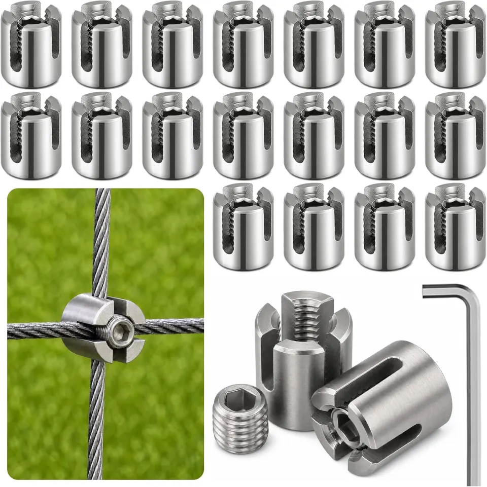 Cable Cross Clamps for 1/8" Wire Ropes, 20pcs Heavy Duty Kit