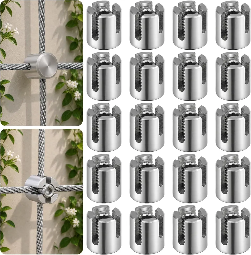 Cable Cross Clamps for 5/64" (2mm) Wire Ropes, 20pcs