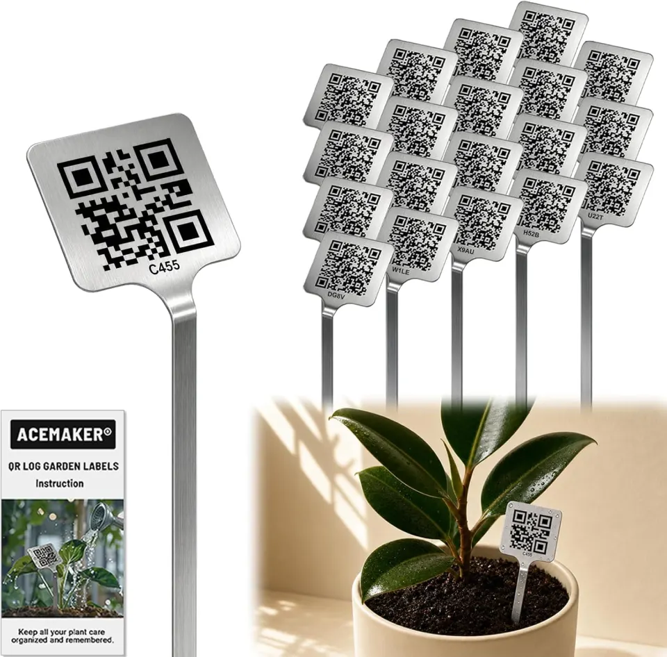 QR Plant Labels, Scan-to-Record Plant Care Tracker, 20 pcs